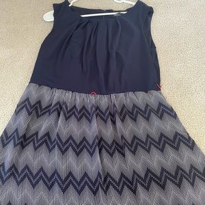 Navy blue and white chevron dress